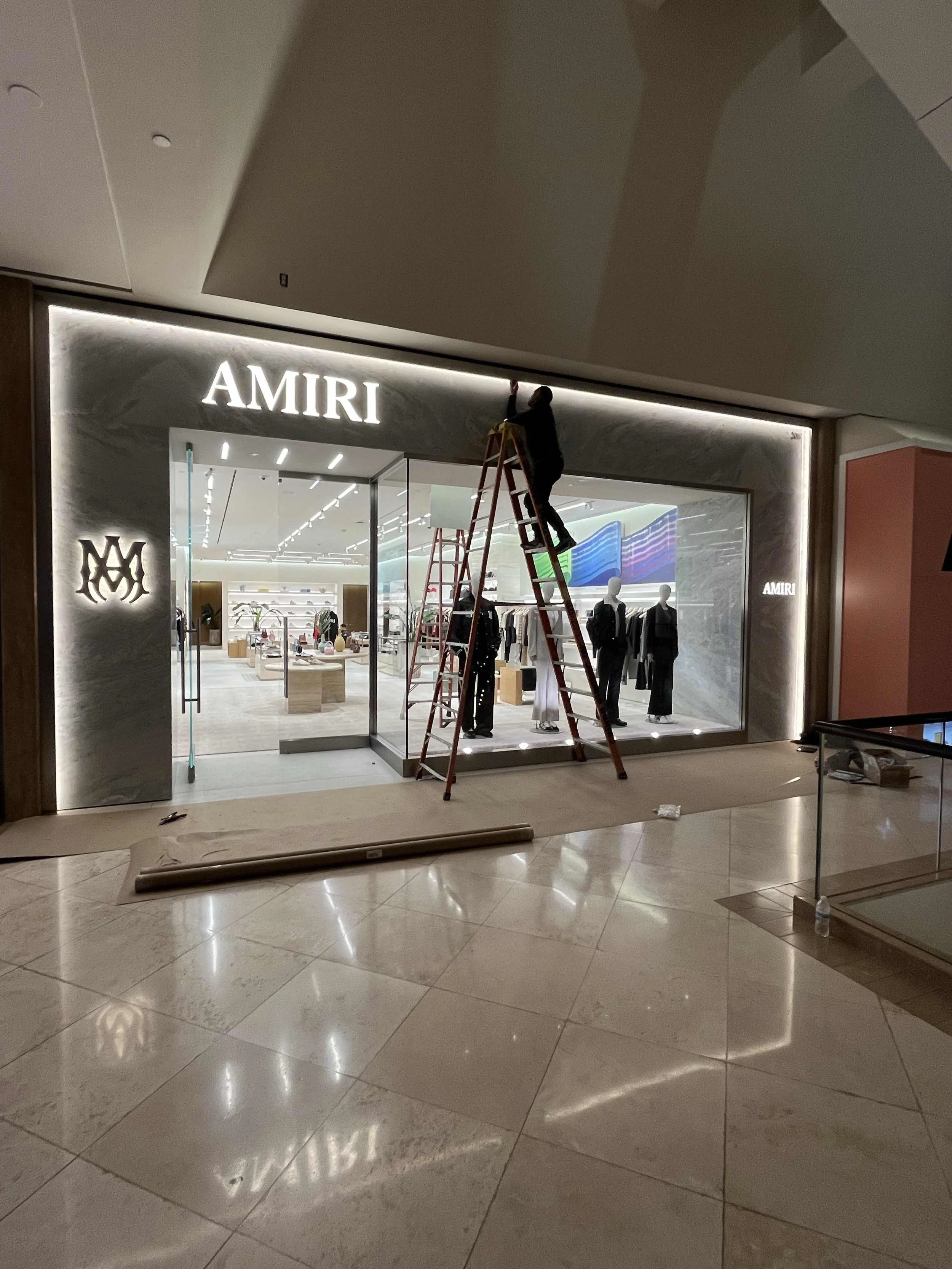 Amiri boutique storefront electrical installation